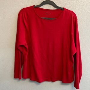 Coldwater Creek- Bright red cotton long sleeve- Size PXL